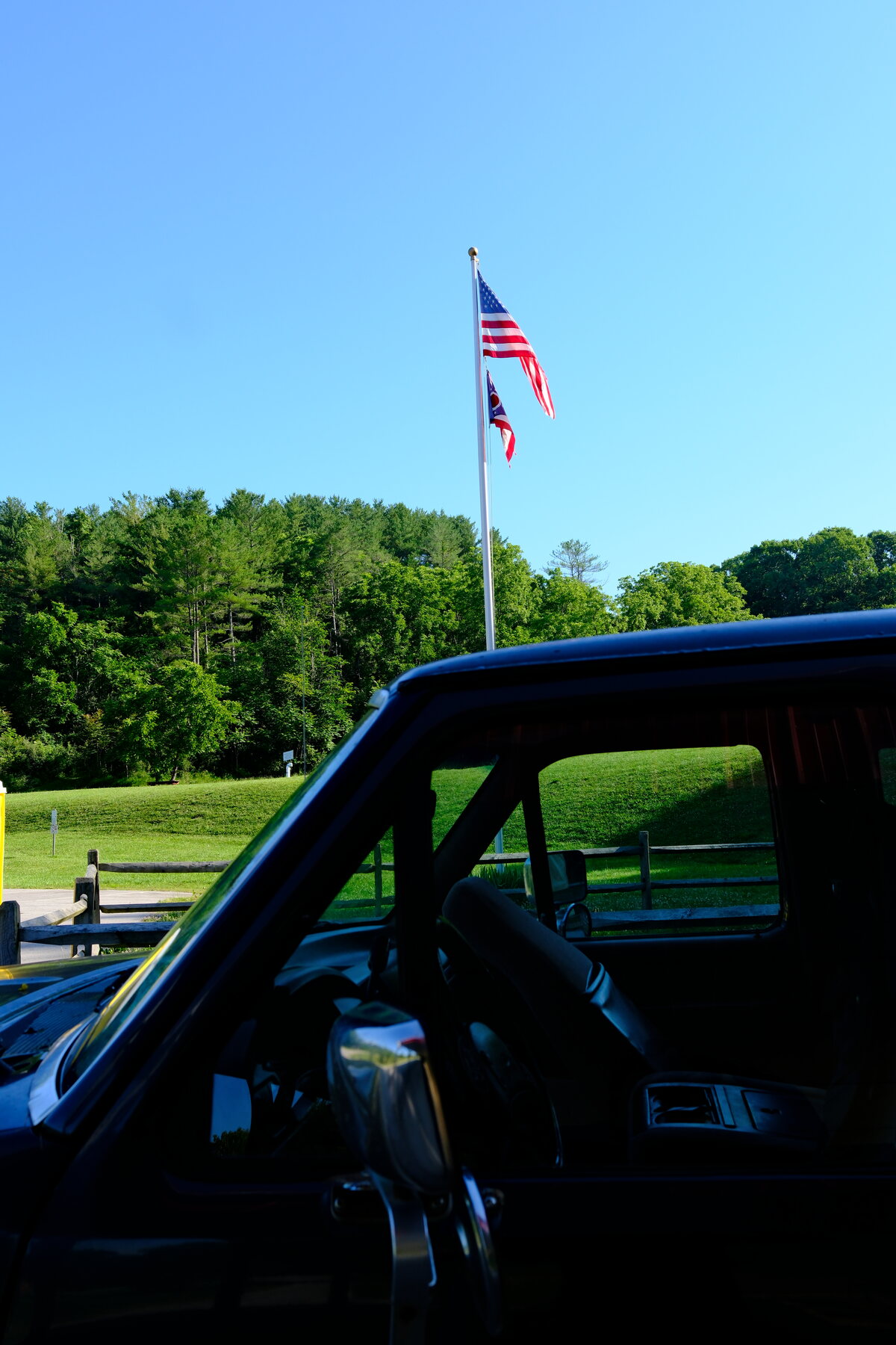 The camper and the flag